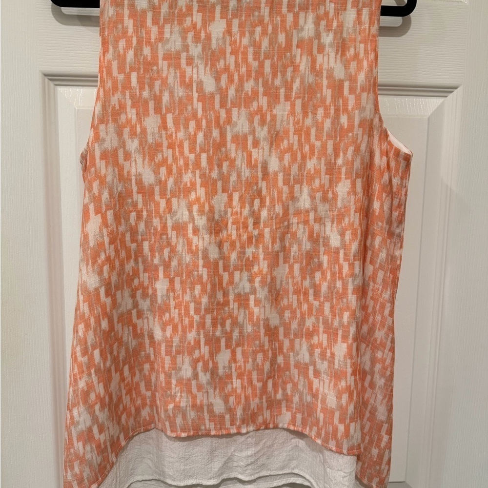 AB Studio Peach and White Sleeveless Blouse - Picture 4 of 4
